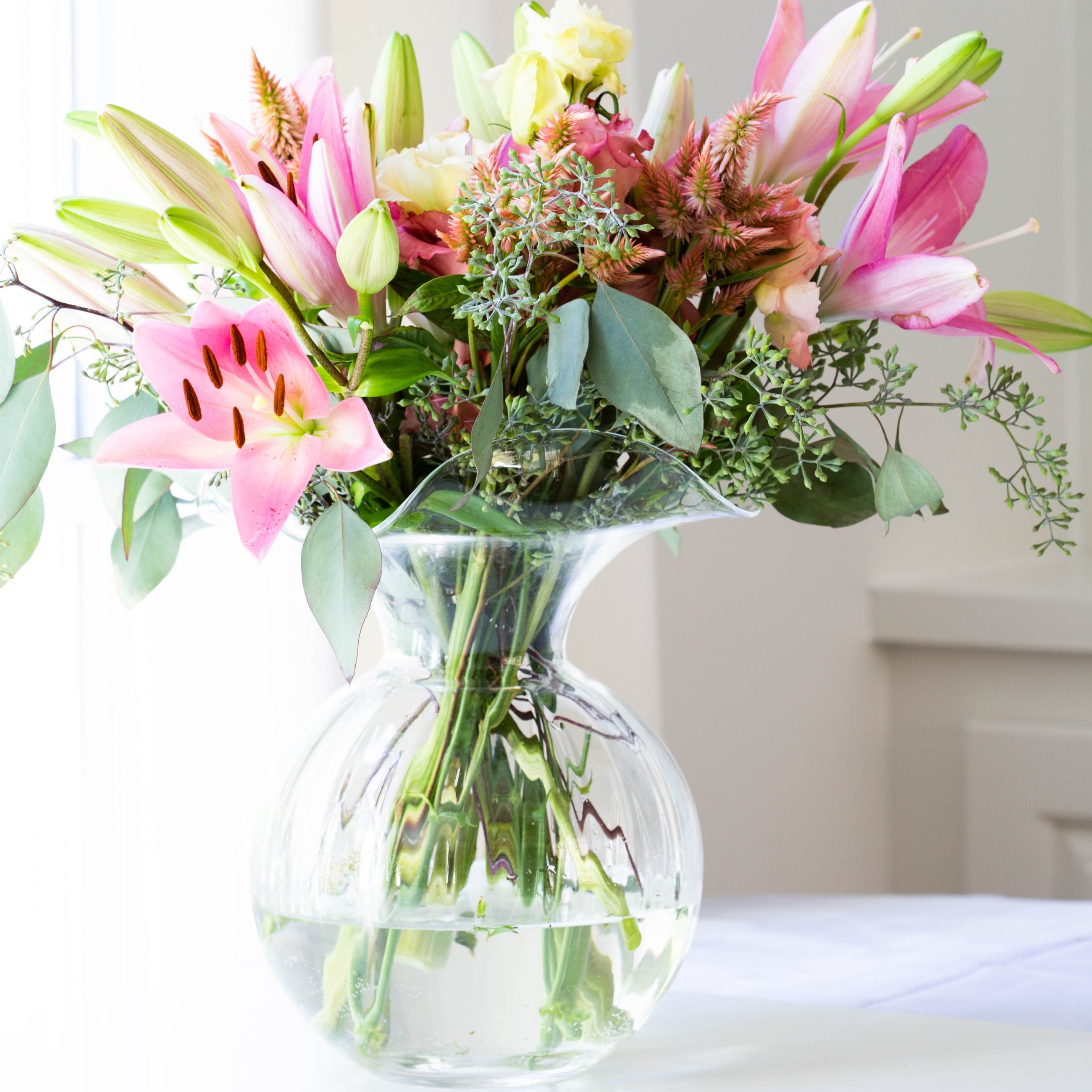 Hibiscus Glass Medium Fluted Vase