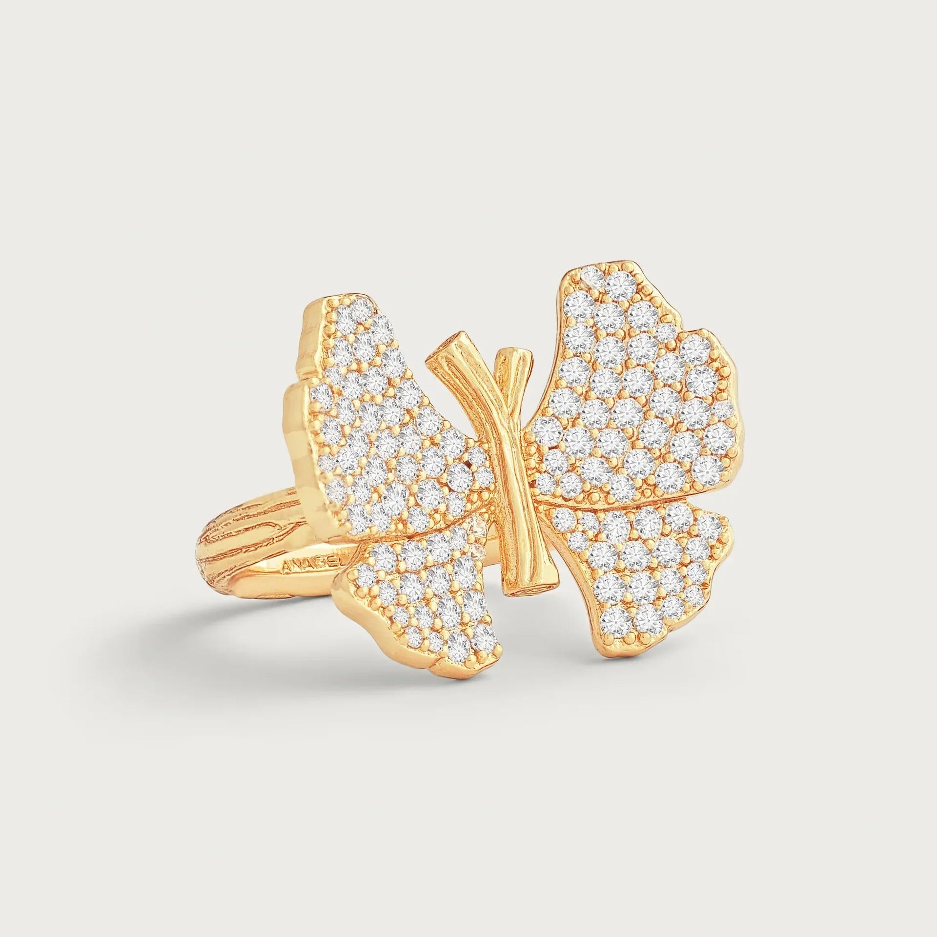 Butterfly White Pavé Ring