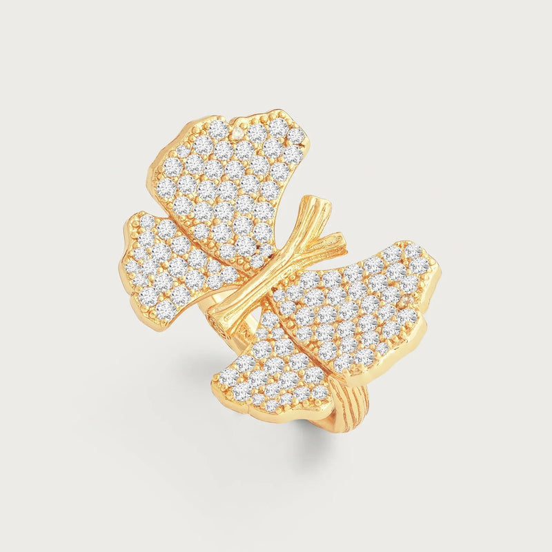 Butterfly White Pavé Ring