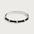 Bamboo Enameled Hinged Bangle, Silver