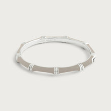 Bamboo Enameled Hinged Bangle, Silver