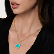 Bamboo With Stone Pendant Necklace - Gemstones