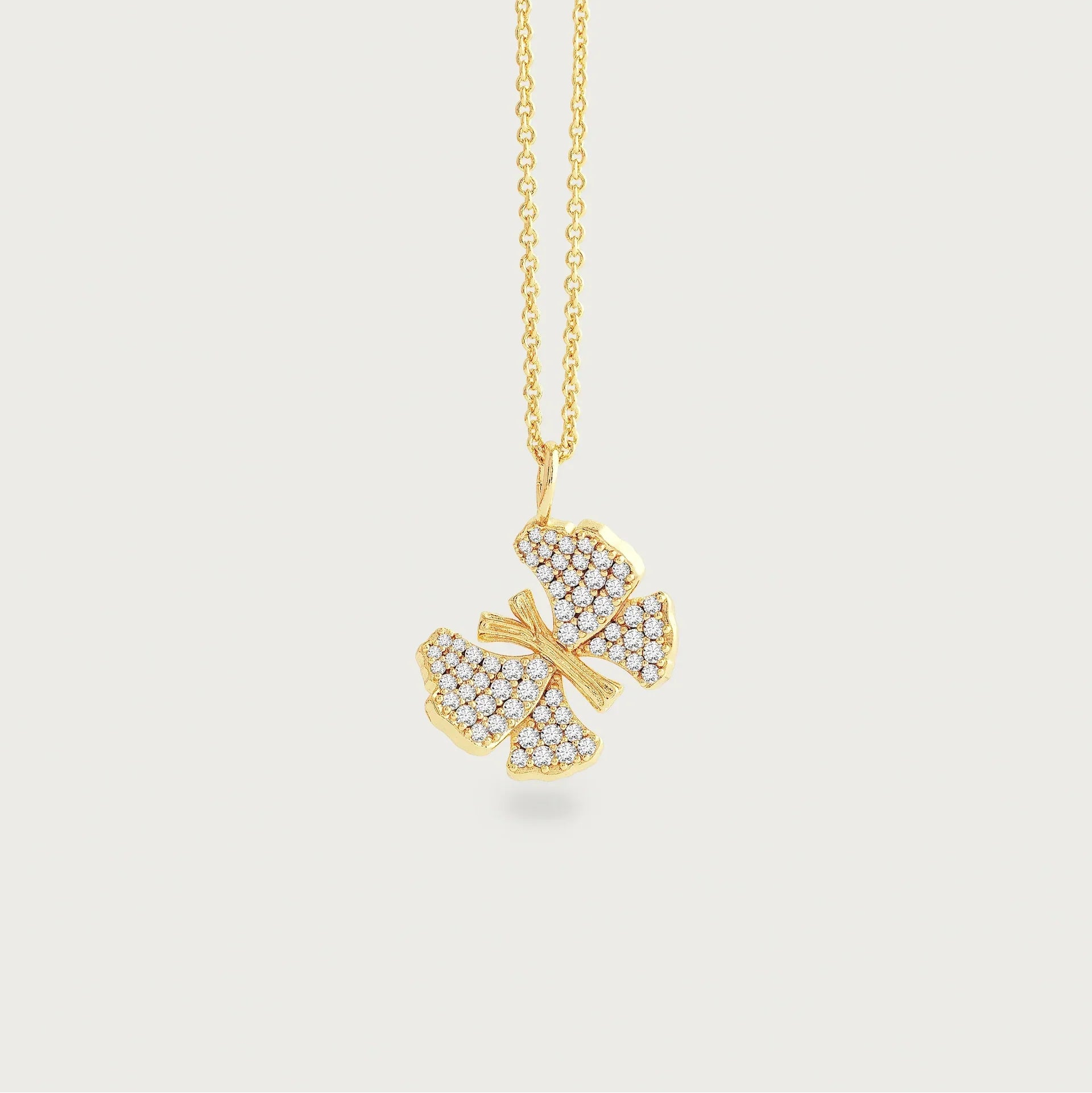 Butterfly White Pavé Small Necklace