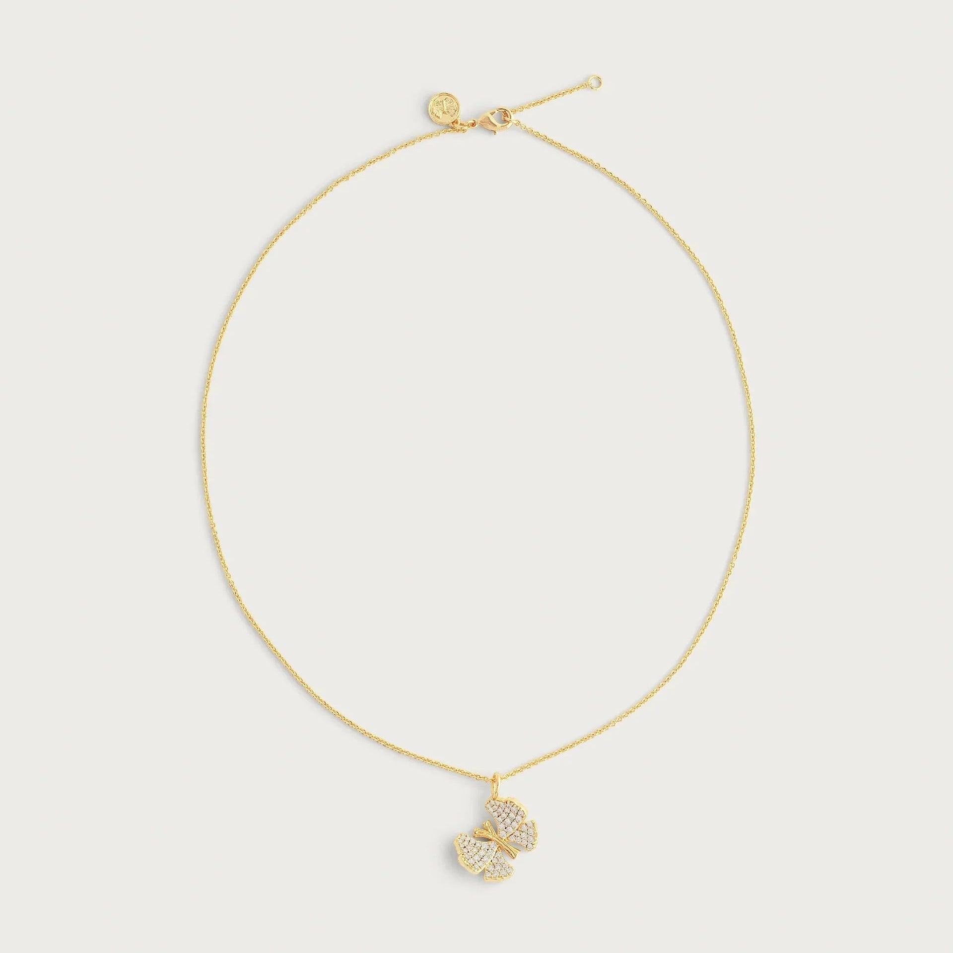Butterfly White Pavé Small Necklace