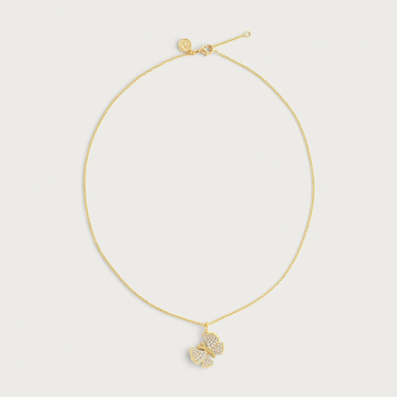 Butterfly White Pavé Small Necklace