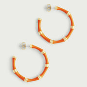 Bamboo Enameled Hoop Earrings