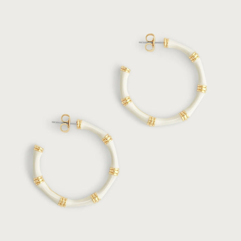Bamboo Enameled Hoop Earrings