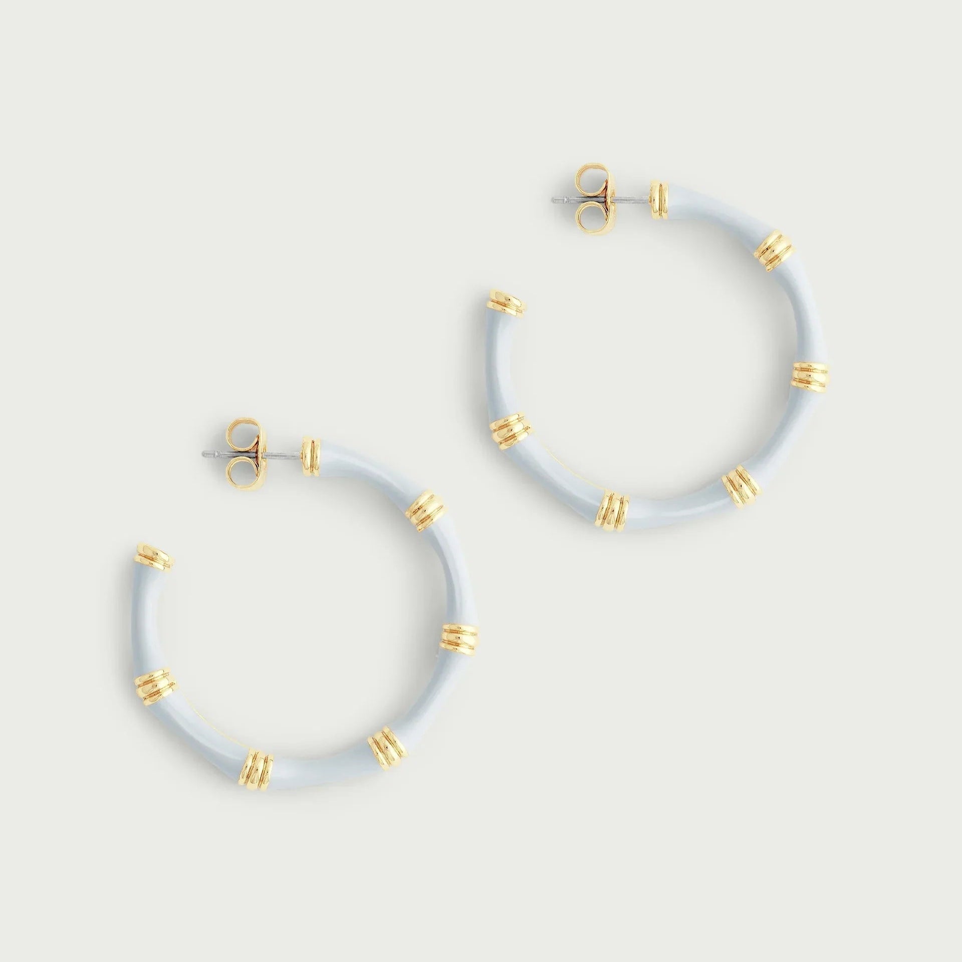 Bamboo Enameled Hoop Earrings