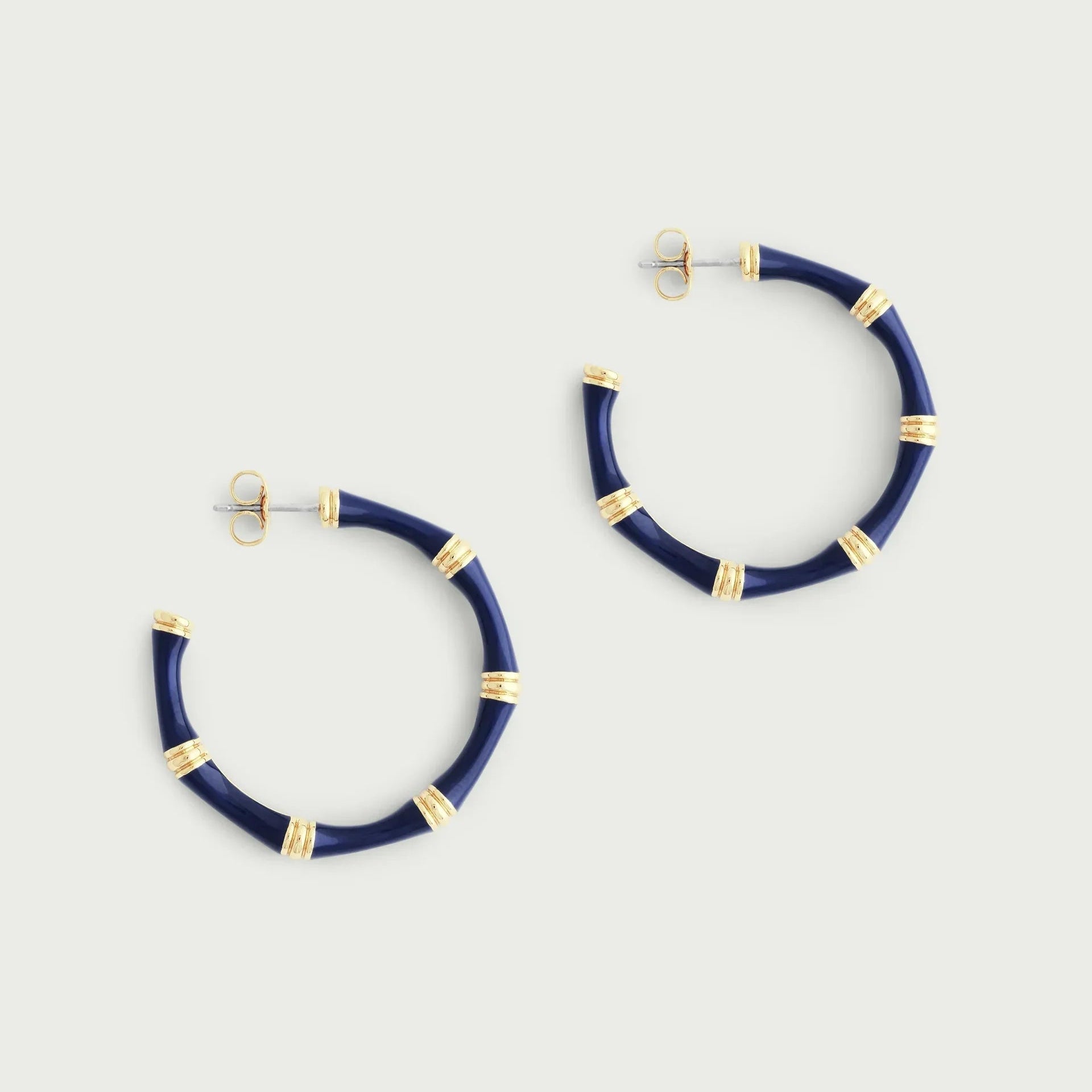 Bamboo Enameled Hoop Earrings