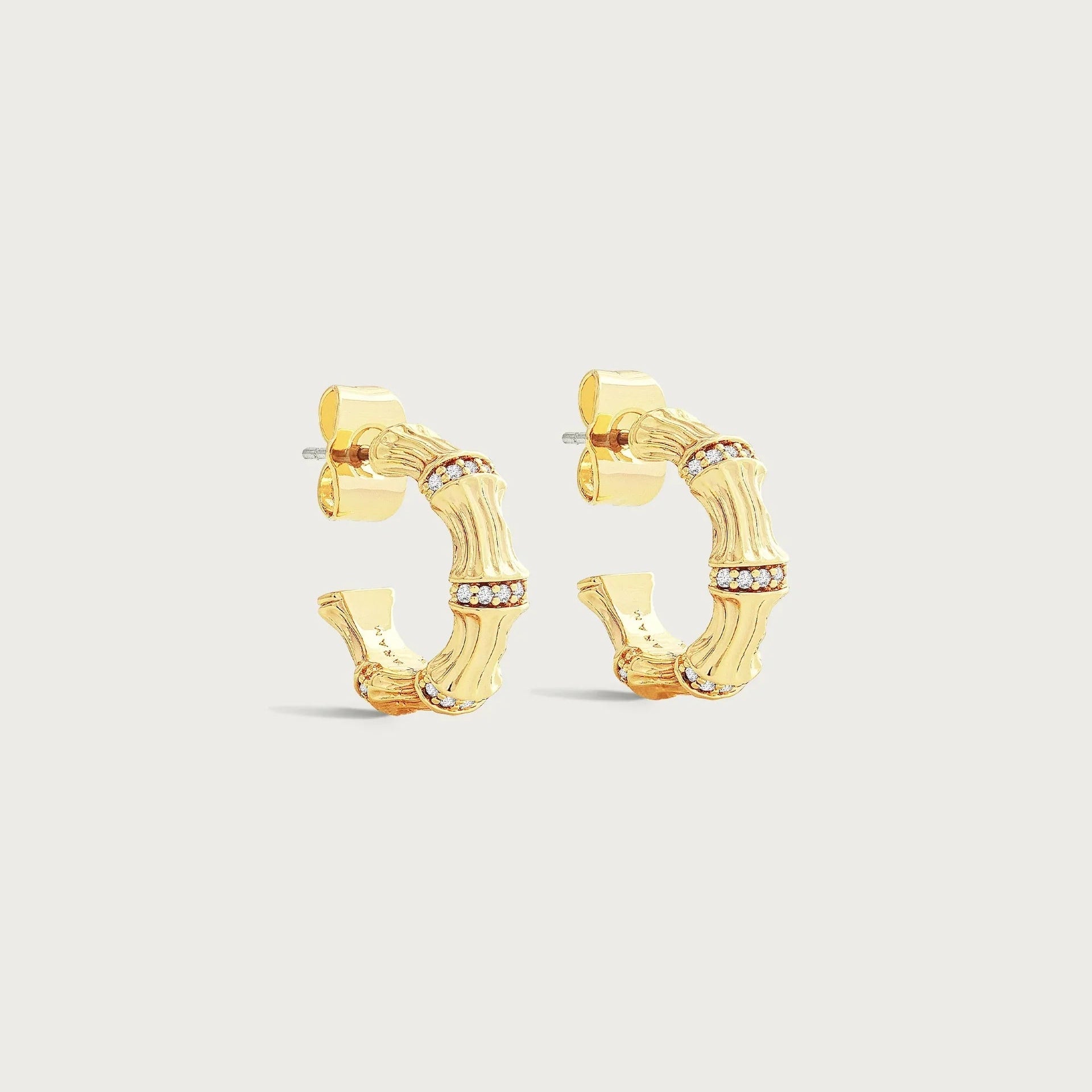 Bamboo Huggie Hoop Earrings