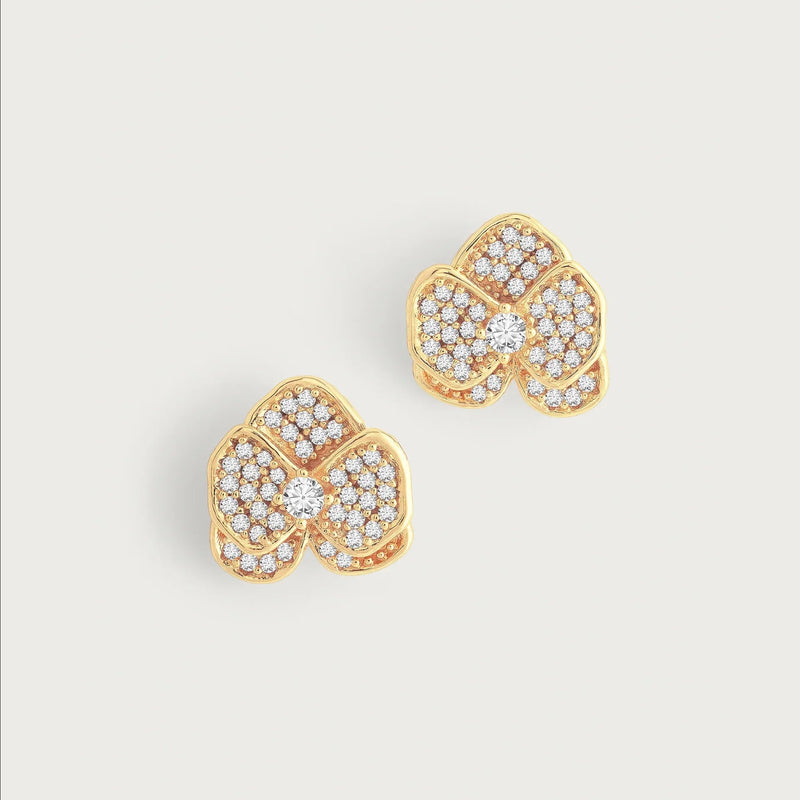 Orchid White Pavé Studs, Silver