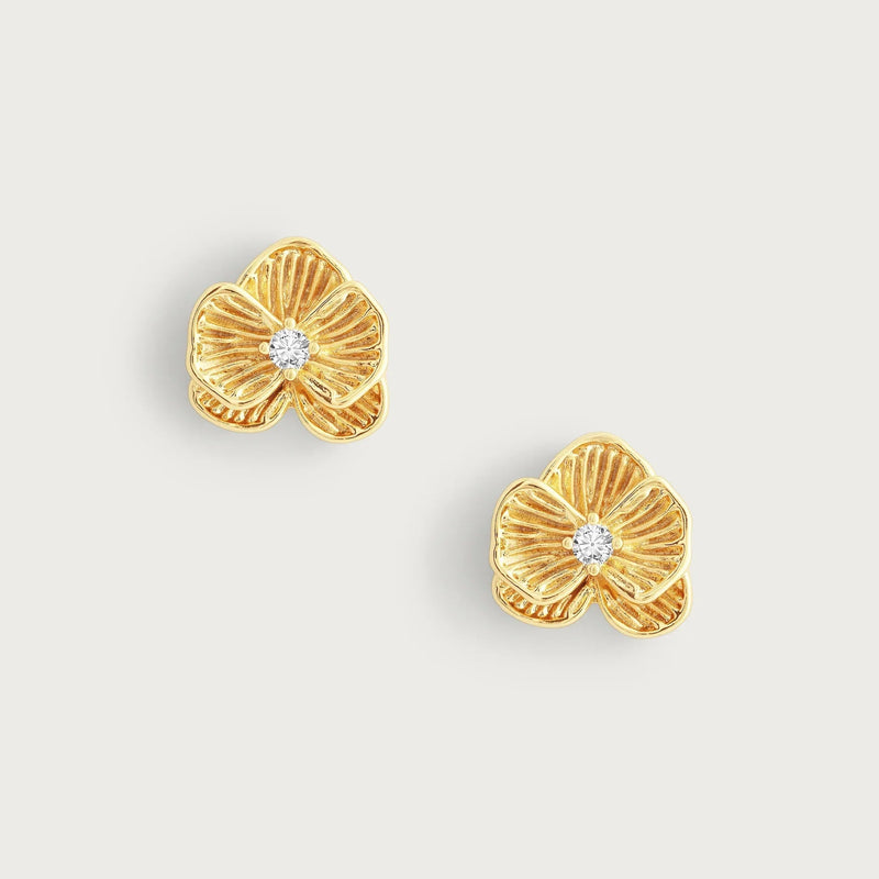 Orchid Gold Stud Earrings