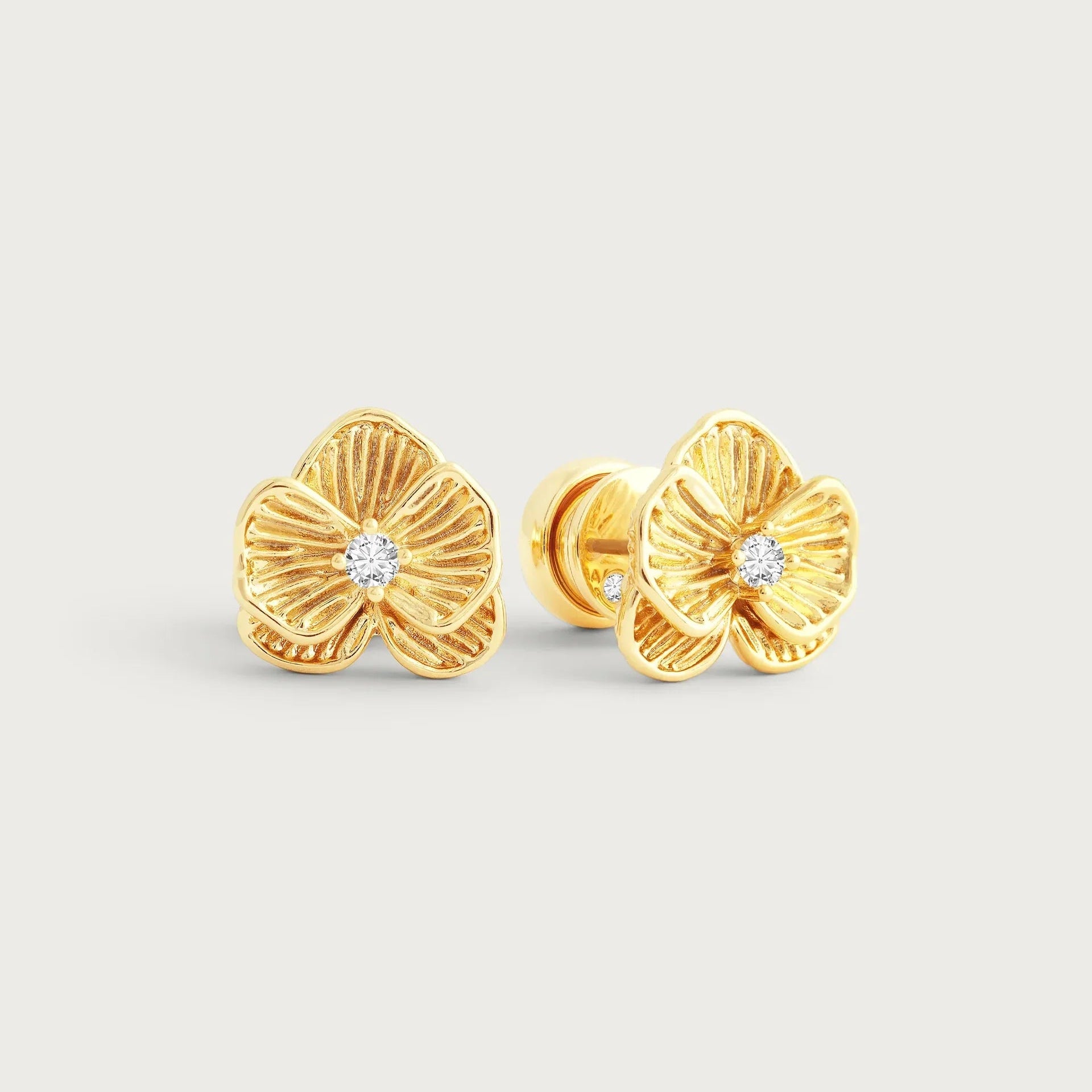 Orchid Gold Stud Earrings