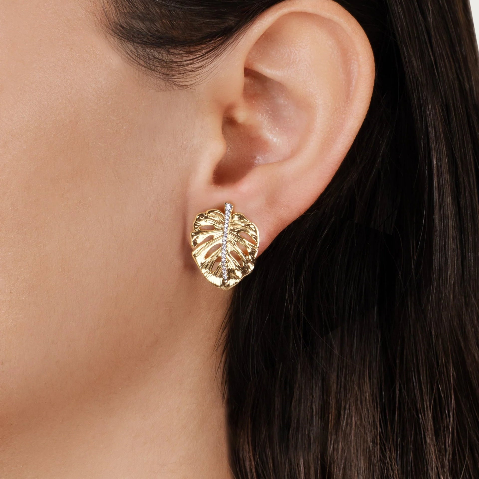 Monstera Palm Earrings, Small