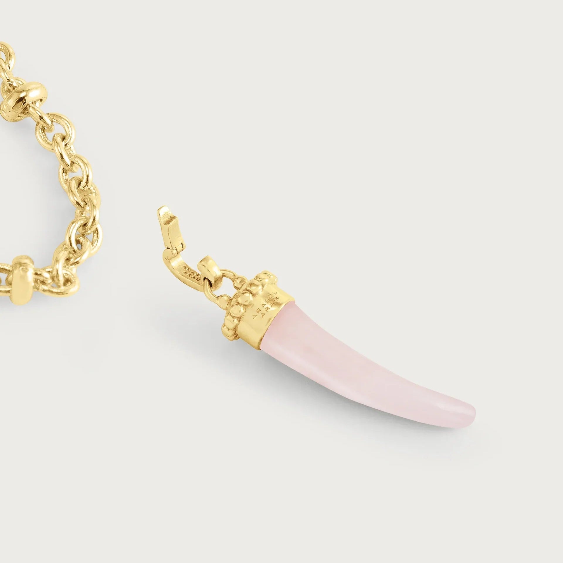 Milos Stone Horn Charm, Rose Quartz