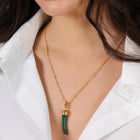 Milos Stone Horn Charm, Malachite