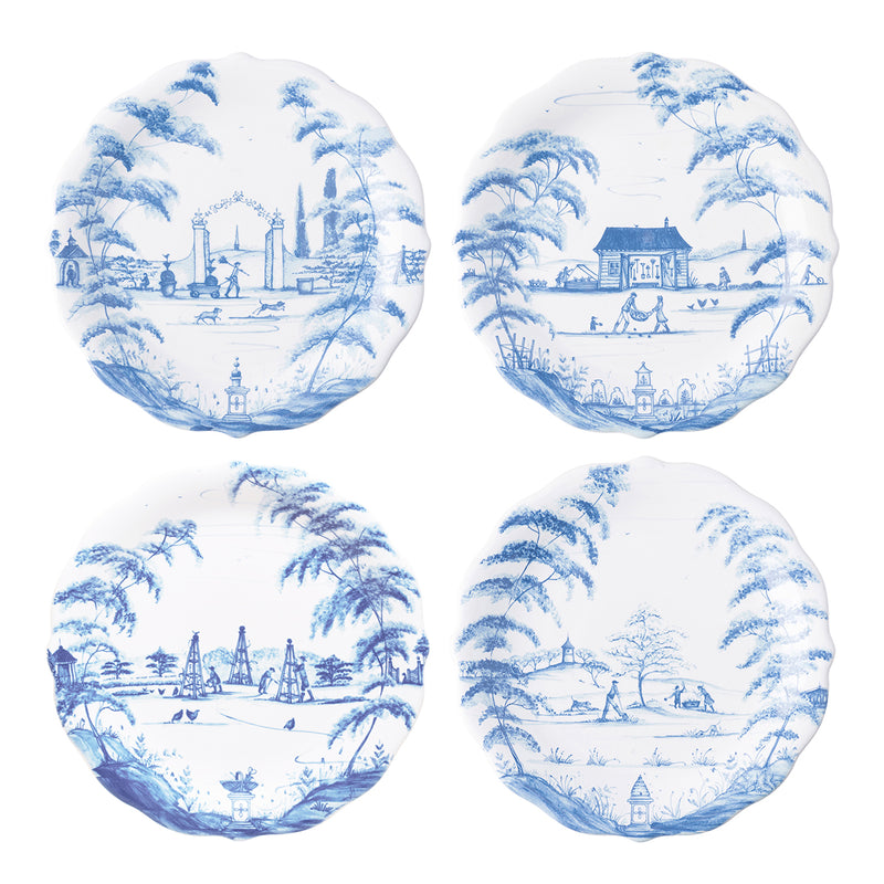 Country Estate Party Plate, Assorted Set of 4