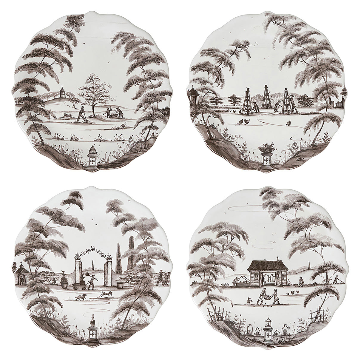 Country Estate Party Plate, Assorted Set of 4