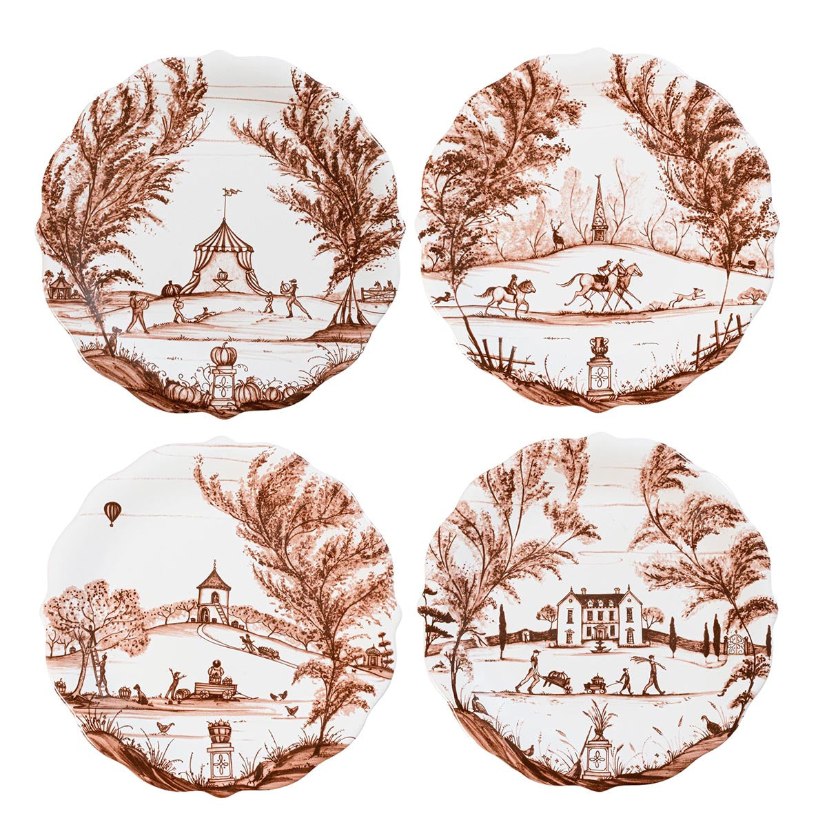 Country Estate Party Plate, Assorted Set of 4