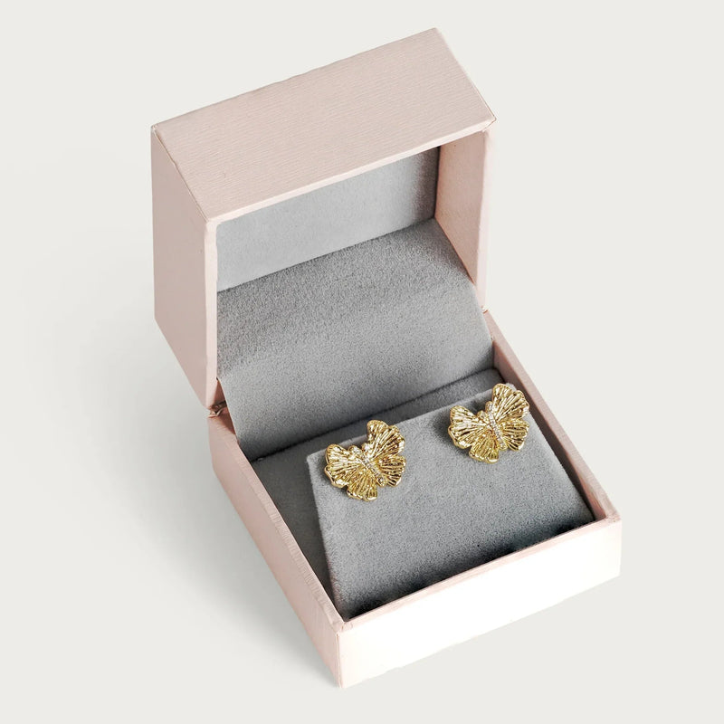 Butterfly Stud Gold Earrings