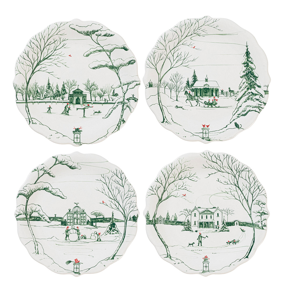 Country Estate Party Plate, Assorted Set of 4