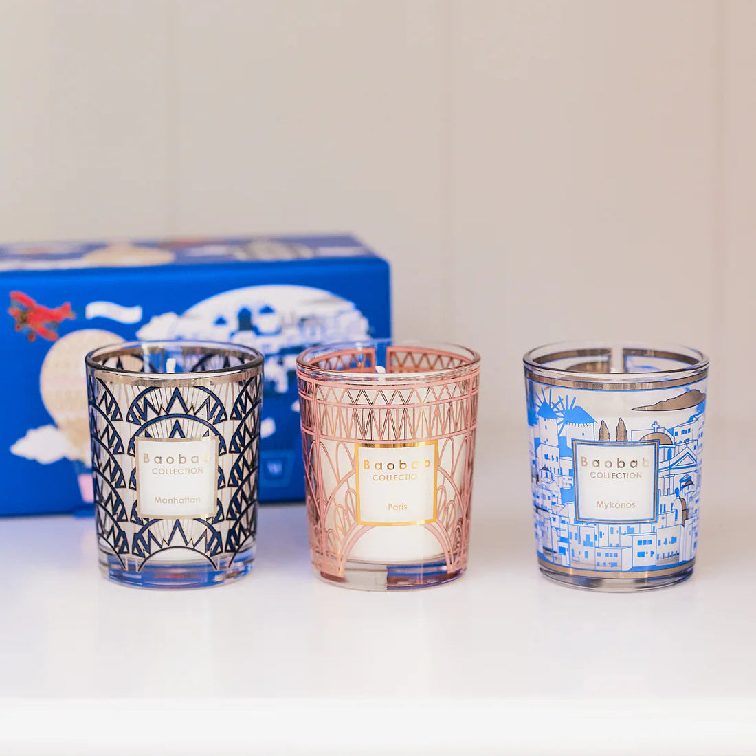 Trio Travel Candles Manhattan-Paris-Mykonos