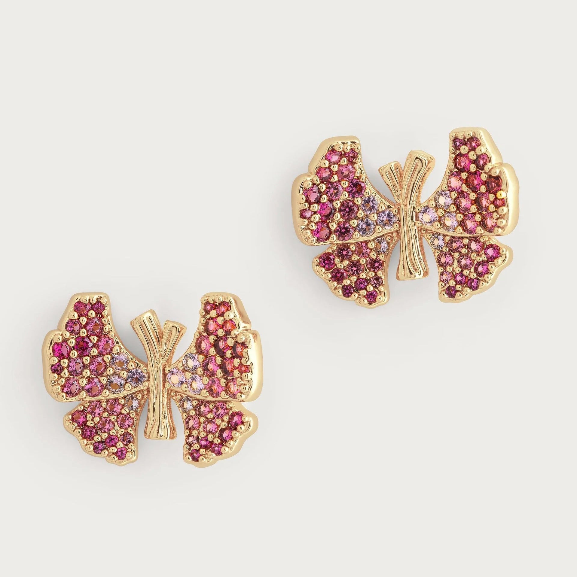 Butterfly Pink Pavé Stud Earrings