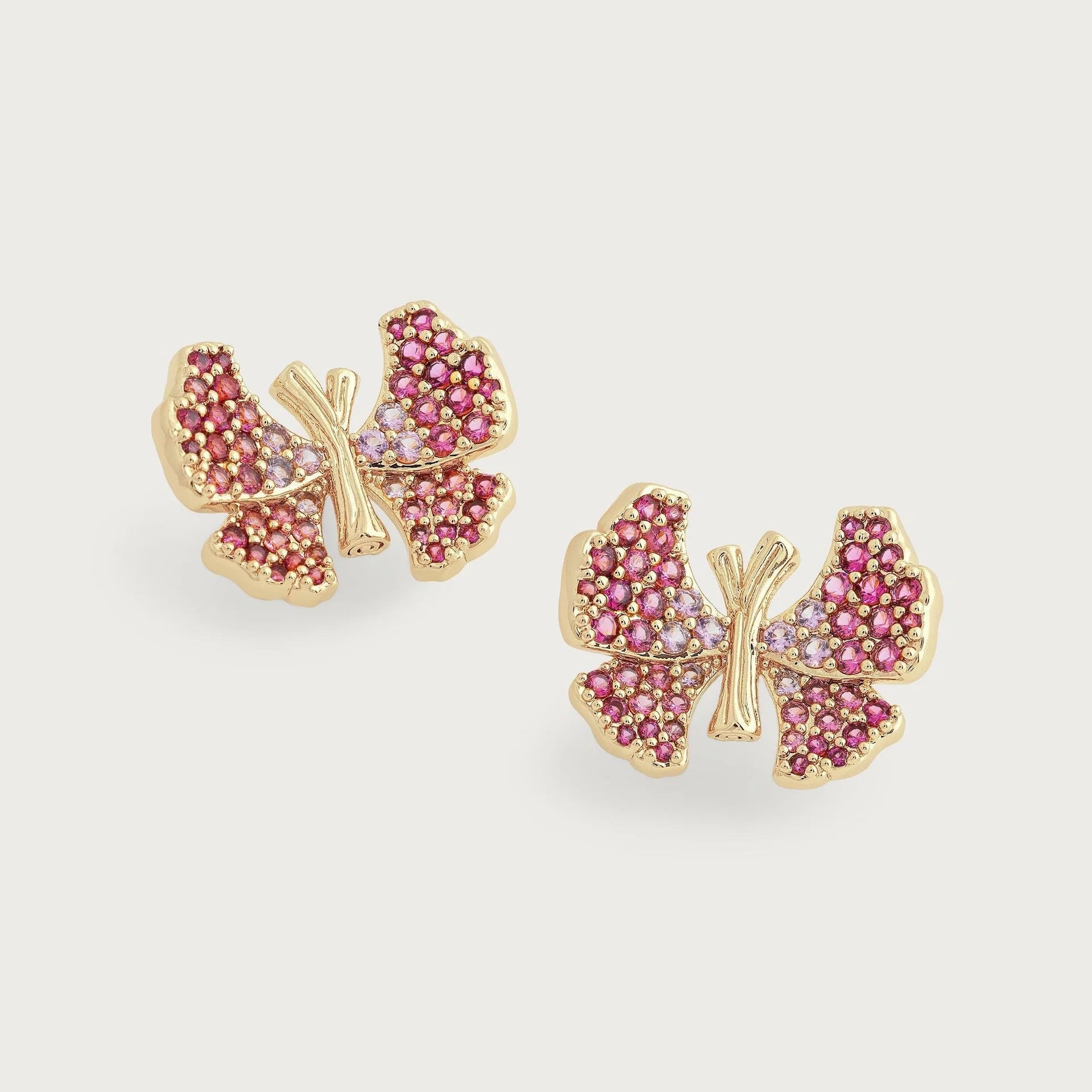 Butterfly Pink Pavé Stud Earrings