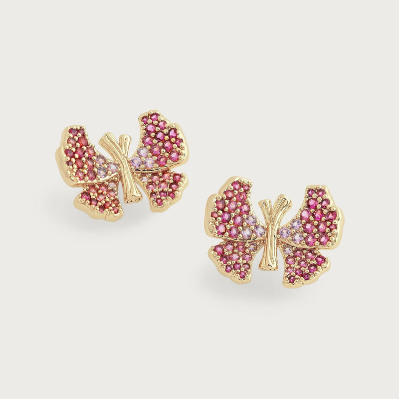 Butterfly Pink Pavé Stud Earrings