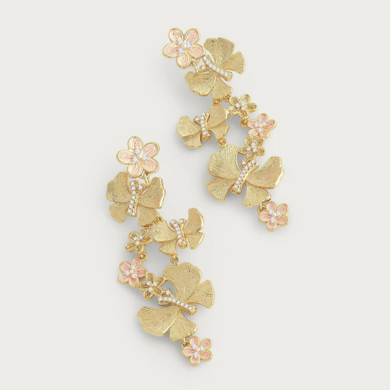 Butterfly With Flowers Dangle Earrings
