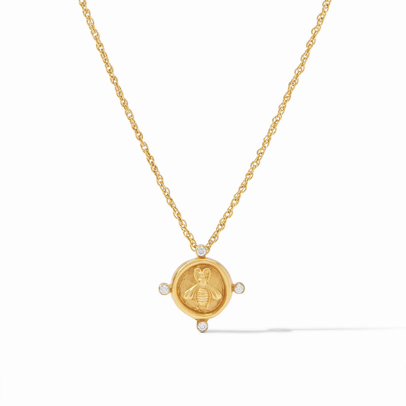 Bee Gold Cameo Solitaire Necklace