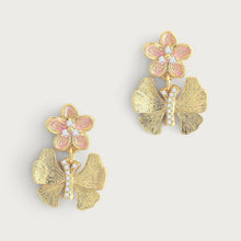 Butterfly With Enamel Flower Earrings