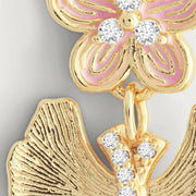 Butterfly With Enamel Flower Earrings