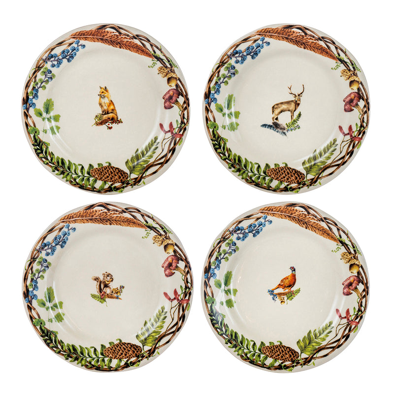 Forest Walk Animal Dessert/Salad Plate, Set of 4