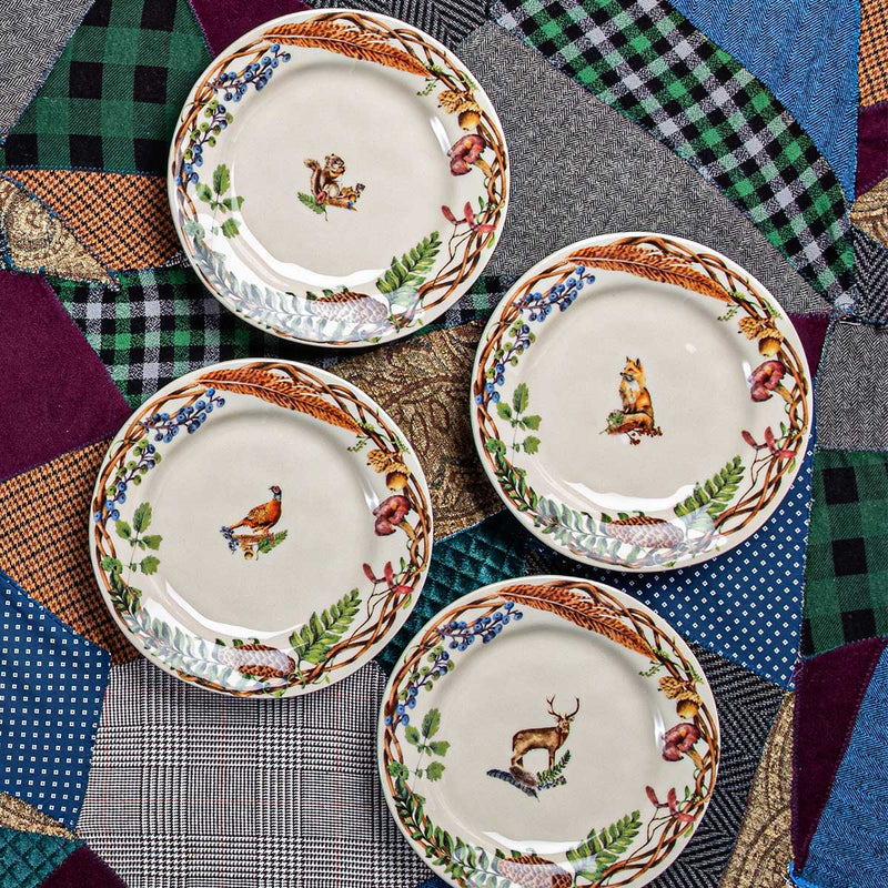 Forest Walk Animal Dessert/Salad Plate, Set of 4