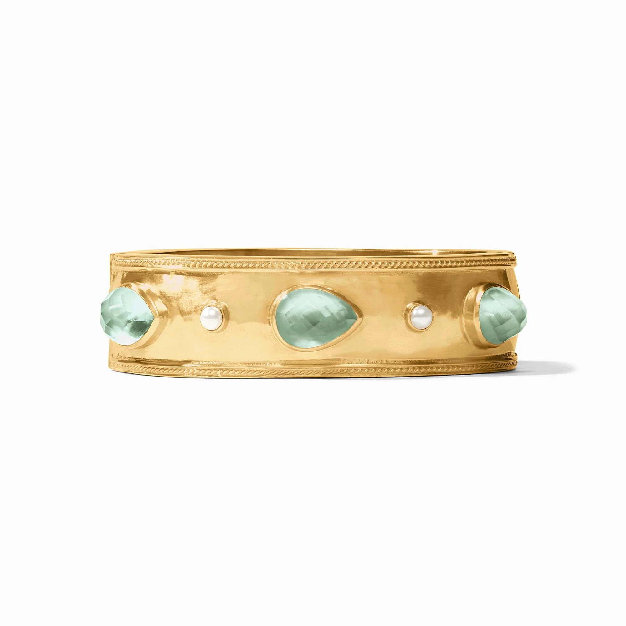 Cannes Stone Gold Statement Hinge Bangle