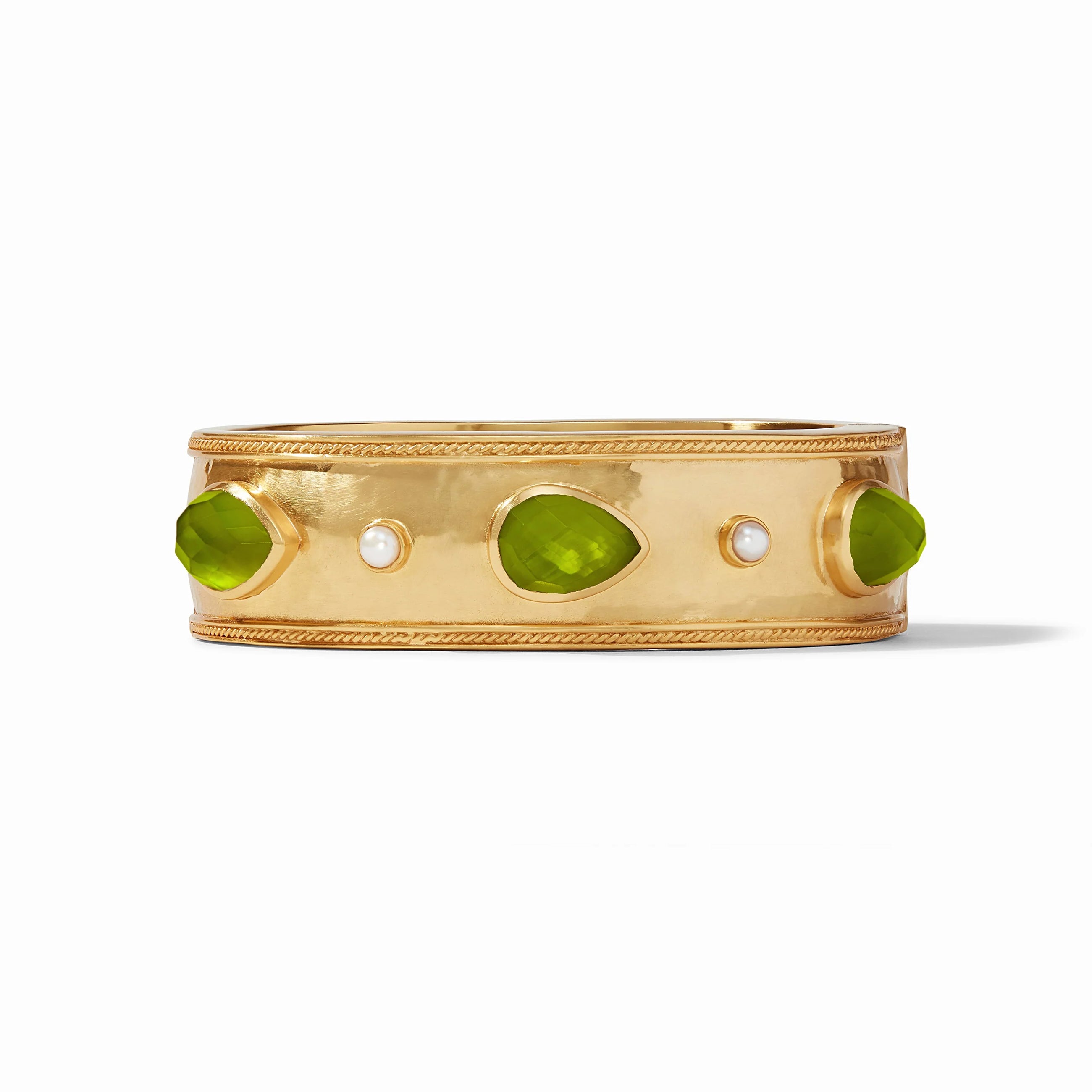 Cannes Stone Gold Statement Hinge Bangle