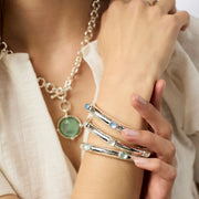 Catalina Silver Stone Hinge Bangle