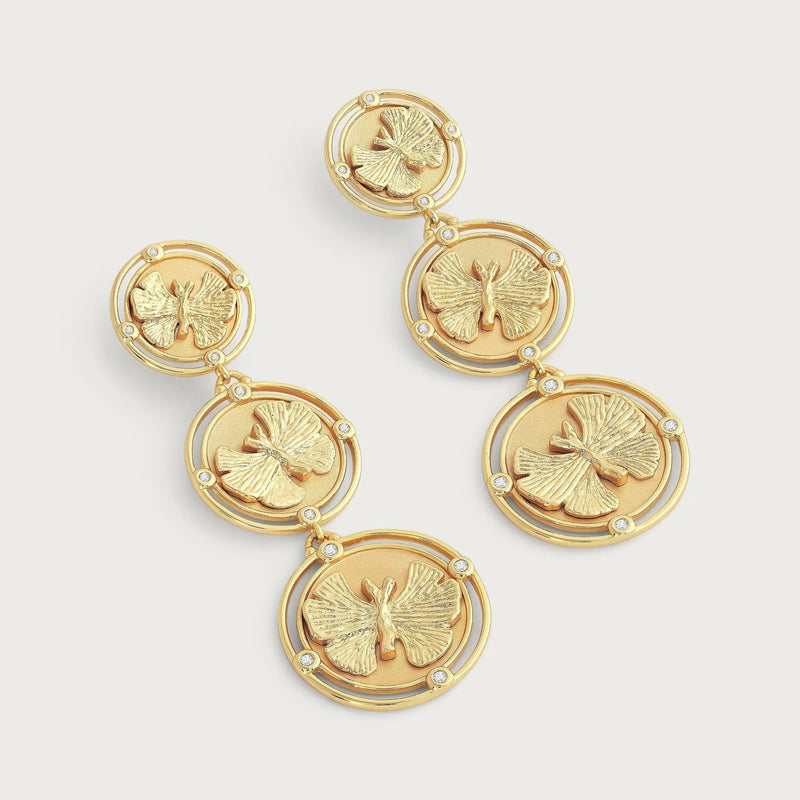 Butterfly Coin Drop Earrings