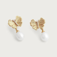 Butterfly With Pearl Drop Earrings