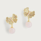 Butterfly With Rose Quartz Drop Earring