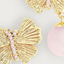 Butterfly With Rose Quartz Drop Earring