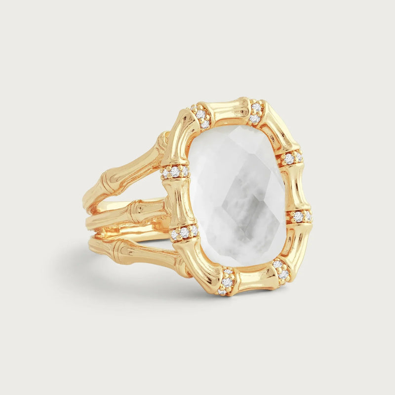 Bamboo With Stone Ring - Mother Of Pearl