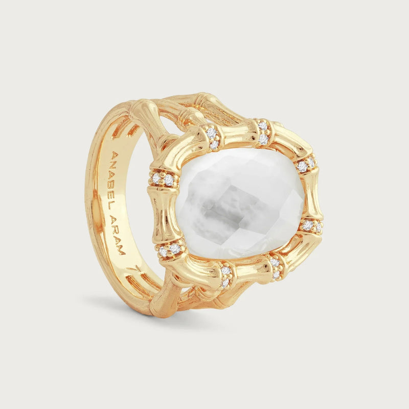 Bamboo With Stone Ring - Mother Of Pearl