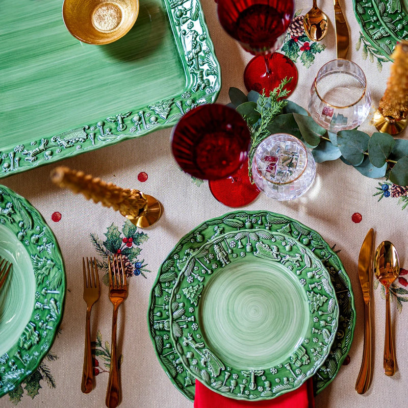 Fiabe di Natale Green Rectangular Platter