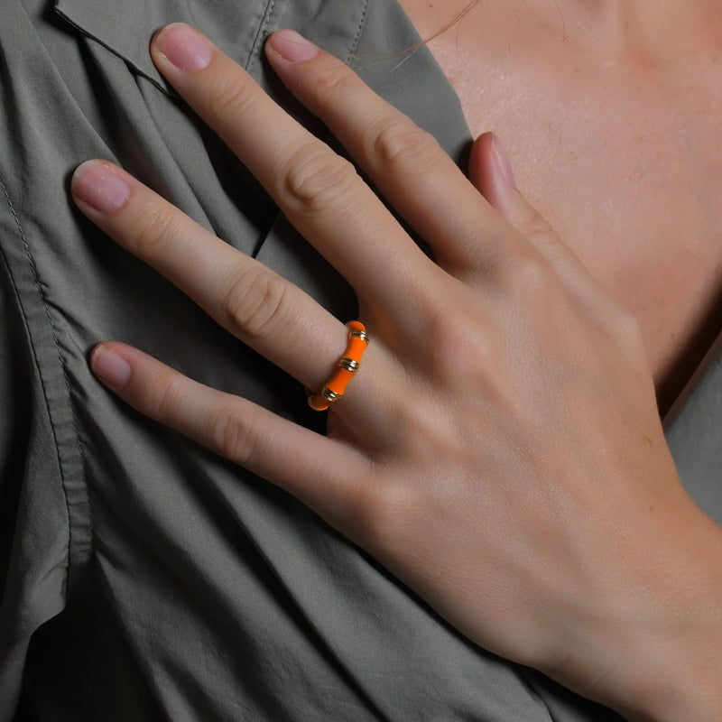 Bamboo Enameled Ring