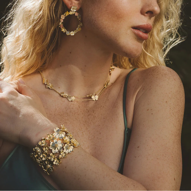 Wildflowers Gold Wide Cuff