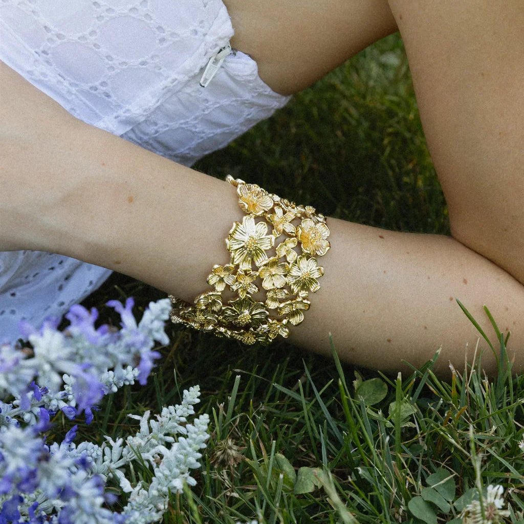 Wildflowers Gold Wide Cuff