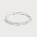 Bamboo Enameled Hinged Bangle, Silver