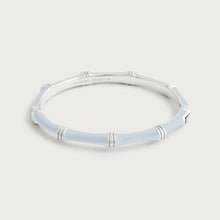 Bamboo Enameled Hinged Bangle, Silver